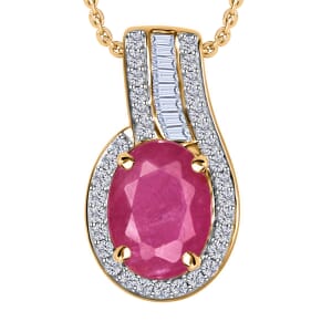 Luxoro Premium Mozambique Ruby and G-H I1 Diamond 1.55 ctw Pendant Necklace 20 Inches in 14K Yellow Gold