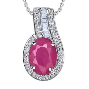 Rhapsody AAAA Mozambique Ruby and E-F VS2 Diamond 1.55 ctw Pendant Necklace 20 Inches in 18K White Gold