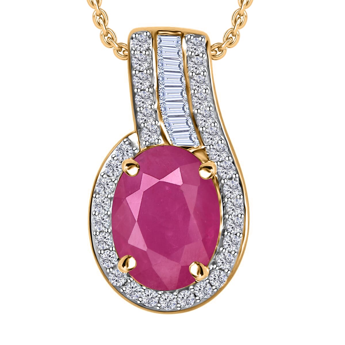 Rhapsody AAAA Mozambique Ruby and E-F VS2 Diamond 1.55 ctw Pendant Necklace 20 Inches in 18K Yellow Gold image number 0