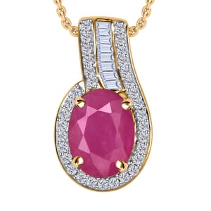 Rhapsody AAAA Mozambique Ruby and E-F VS2 Diamond 1.55 ctw Pendant Necklace 20 Inches in 18K Yellow Gold