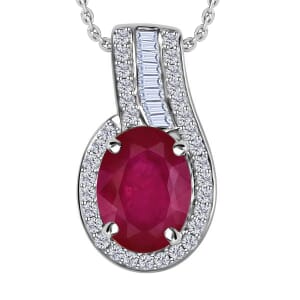 Rhapsody 950 Platinum AAAA Mozambique Ruby, Diamond (E-F, VS) (0.19 cts) Pendant Necklace 20 Inches 1.55 ctw
