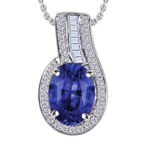 Rhapsody AAAA Ceylon Blue Sapphire and E-F VS Diamond 1.55 ctw Pendant Necklace 20 Inches in 950 Platinum
