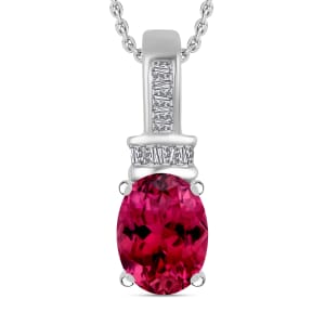 Rhapsody AAAA Ouro Fino Rubellite and E-F VS2 Diamond 1.35 ctw Pendant Necklace 20 Inches in 18K White Gold