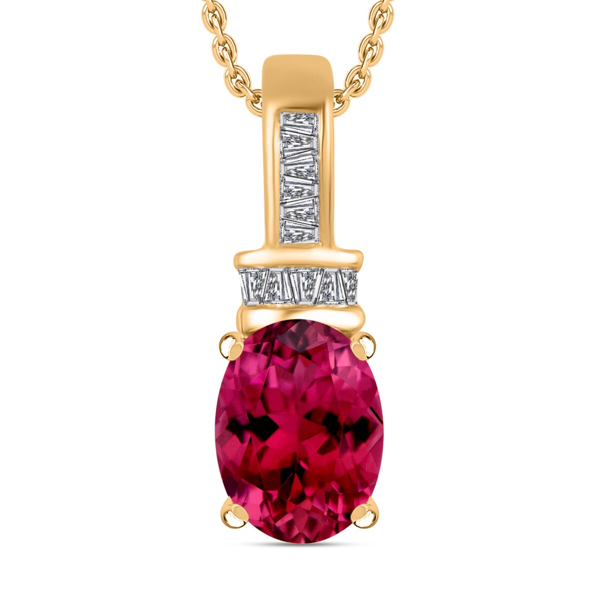 Rhapsody AAAA Ouro Fino Rubellite and E-F VS2 Diamond 1.35 ctw Pendant Necklace 20 Inches in 18K Yellow Gold image number 0