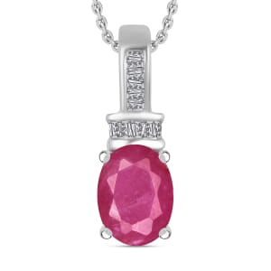 Luxoro Premium Mozambique Ruby and G-H I1 Diamond 1.65 ctw Pendant Necklace 20 Inches in 14K White Gold