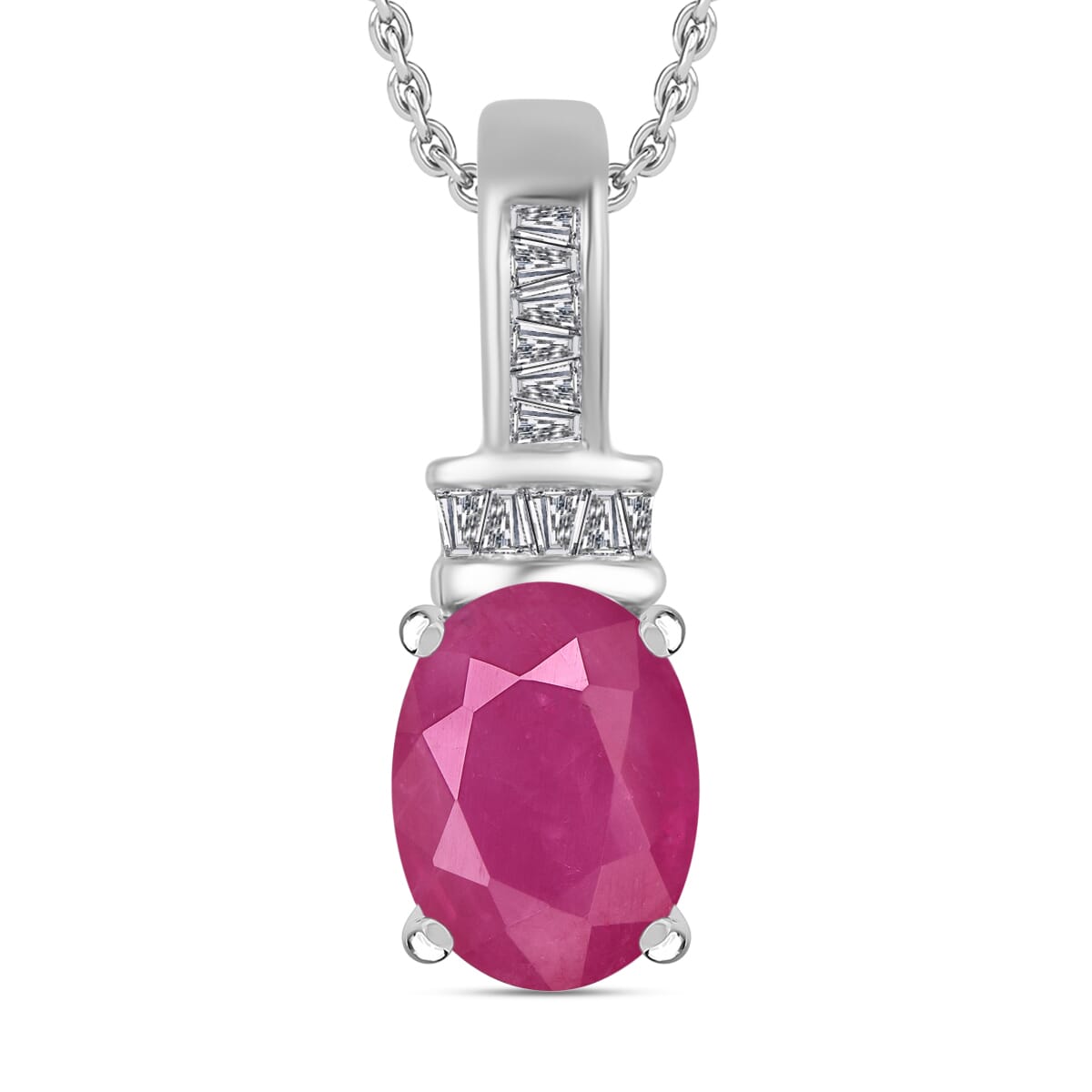 Rhapsody AAAA Mozambique Ruby and E-F VS2 Diamond 1.65 ctw Pendant Necklace 20 Inches in 18K White Gold image number 0