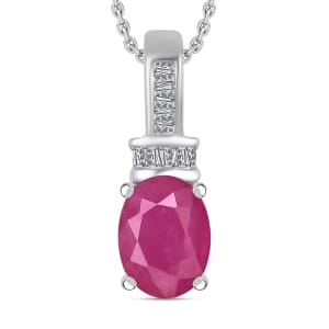 Rhapsody AAAA Mozambique Ruby and E-F VS2 Diamond 1.65 ctw Pendant Necklace 20 Inches in 18K White Gold