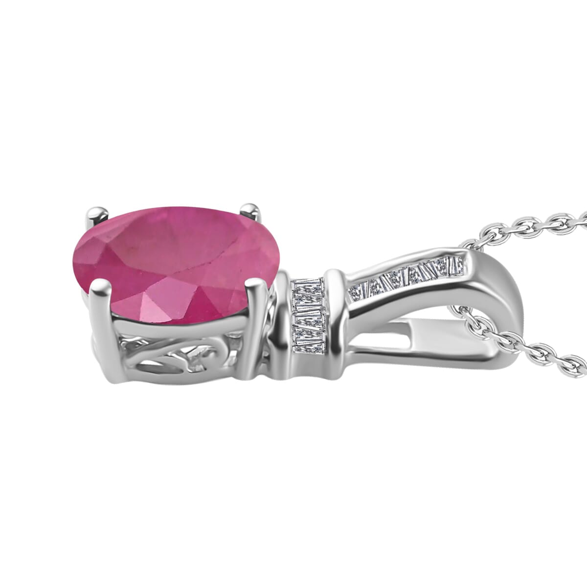 Rhapsody AAAA Mozambique Ruby and E-F VS2 Diamond 1.65 ctw Pendant Necklace 20 Inches in 18K White Gold image number 2