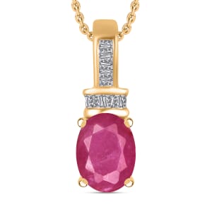 Luxoro Premium Mozambique Ruby and G-H I1 Diamond 1.65 ctw Pendant Necklace 20 Inches in 14K Yellow Gold