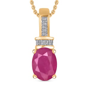 Rhapsody AAAA Mozambique Ruby and E-F VS2 Diamond 1.65 ctw Pendant Necklace 20 Inches in 18K Yellow Gold
