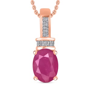 Rhapsody AAAA Mozambique Ruby and E-F VS2 Diamond 1.65 ctw Pendant Necklace 20 Inches in 18K Rose Gold