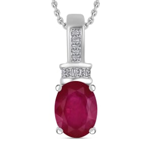 Rhapsody AAAA Mozambique Ruby and E-F VS2 Diamond 1.65 ctw Pendant Necklace 20 Inches in 950 Platinum