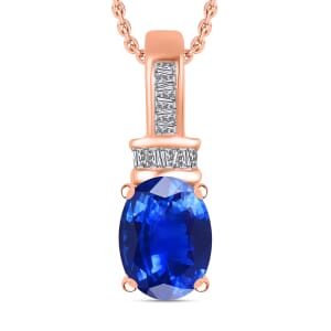Rhapsody AAAA Ceylon Blue Sapphire and E-F VS2 Diamond 1.50 ctw Pendant Necklace 20 Inches in 18K Rose Gold