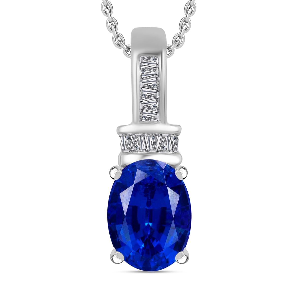 Rhapsody AAAA Ceylon Blue Sapphire and E-F VS2 Diamond 1.50 ctw Pendant Necklace 20 Inches in 950 Platinum image number 0