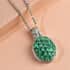 AAA Kagem Zambian Emerald, Natural White Zircon Pendant Necklace (20 Inches) in Platinum Over Sterling Silver 1.65 ctw image number 1