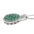 AAA Kagem Zambian Emerald, Natural White Zircon Pendant Necklace (20 Inches) in Platinum Over Sterling Silver 1.65 ctw image number 3