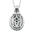 AAA Kagem Zambian Emerald, Natural White Zircon Pendant Necklace (20 Inches) in Platinum Over Sterling Silver 1.65 ctw image number 4