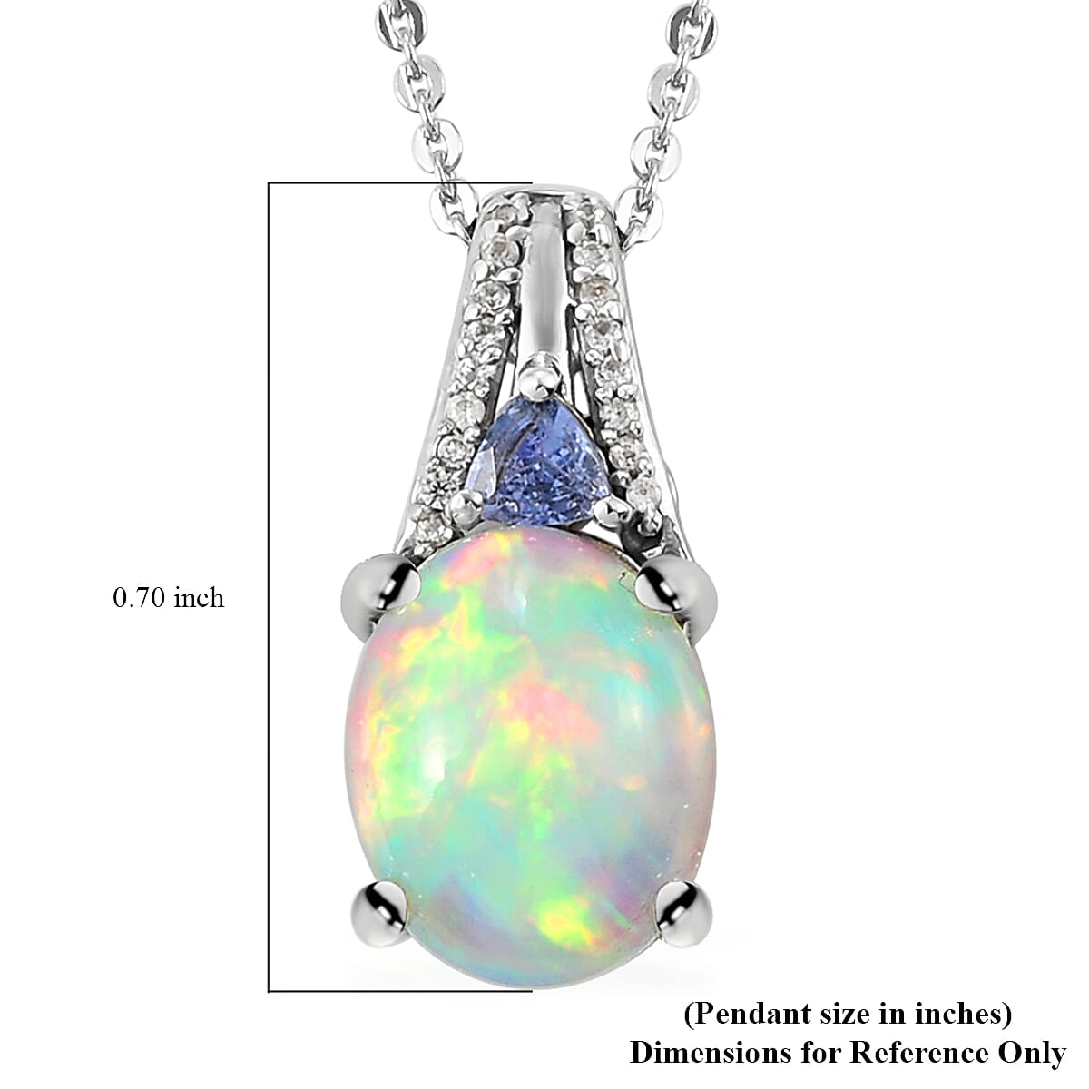 Premium Ethiopian Welo Opal and Multi Gemstone Pendant Necklace 20 Inches in Platinum Over Sterling Silver 1.75 ctw image number 6