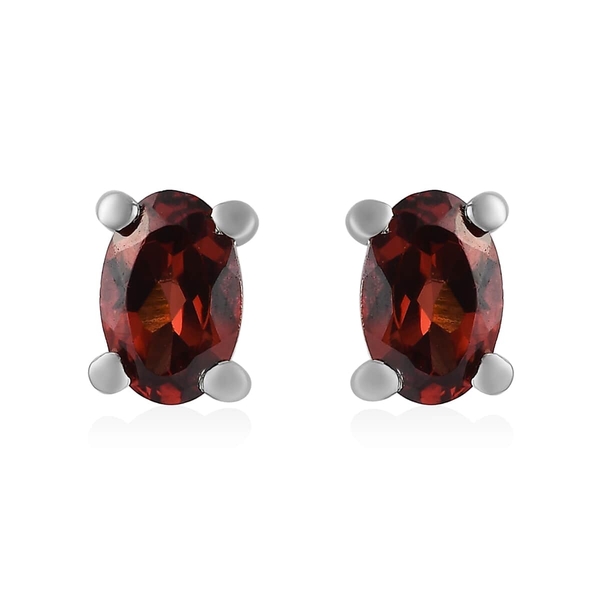 Mozambique Garnet Cross Pendant and Solitaire Stud Earrings in Stainless Steel 4.40 ctw image number 5