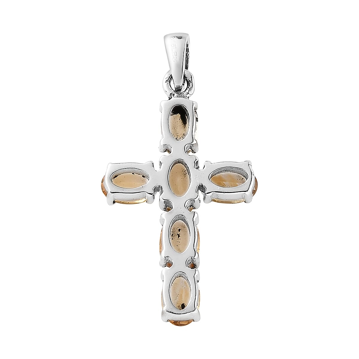Brazilian Citrine Cross Pendant and Solitaire Stud Earrings in Stainless Steel 3.90 ctw image number 4