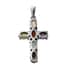 Multi Gemstone Cross Pendant and Solitaire Stud Earrings in Stainless Steel 4.13 ctw image number 4