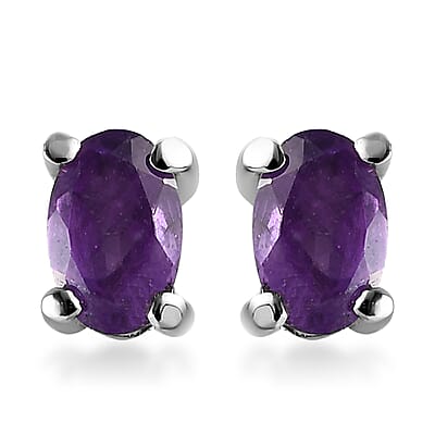 Multi Gemstone Cross Pendant and Solitaire Stud Earrings in Stainless Steel 4.13 ctw