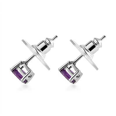 Multi Gemstone Cross Pendant and Solitaire Stud Earrings in Stainless Steel 4.13 ctw