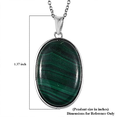 African Malachite Tree of Life Pendant Necklace (20 Inches) in 14K YG & Platinum Over Copper with Magnet and Stainless Steel 40.00 ctw | Tarnish-Free, Waterproof, Sweat Proof Jewelry