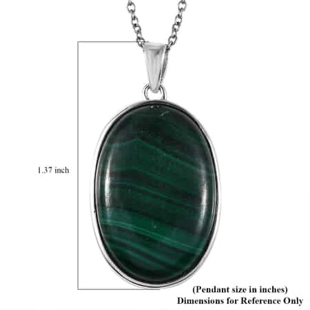 African Malachite Tree of Life Pendant Necklace (20 Inches) in 14K YG & Platinum Over Copper with Magnet and Stainless Steel 40.00 ctw | Tarnish-Free, Waterproof, Sweat Proof Jewelry image number 5