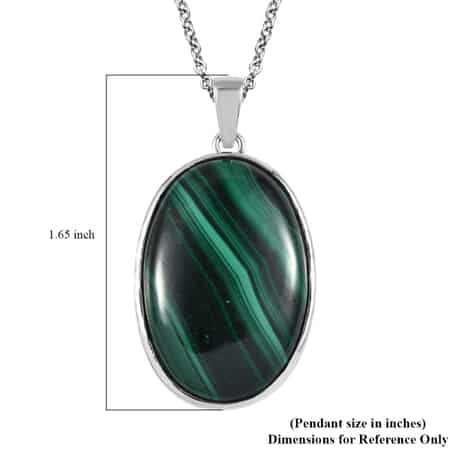 African Malachite Tree of Life Pendant Necklace (20 Inches) in 14K YG & Platinum Over Copper with Magnet and Stainless Steel 40.00 ctw | Tarnish-Free, Waterproof, Sweat Proof Jewelry image number 6