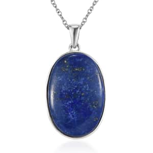 Lapis Lazuli Tree of Life Pendant Necklace 24In in 14K YG & Platinum Over Copper with Magnet and Stainless Steel 32.15 ctw