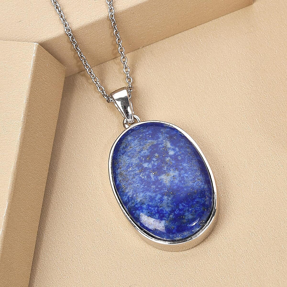 Lapis Lazuli Tree of Life Pendant Necklace (24 Inches) in 14K YG & Platinum Over Copper with Magnet and Stainless Steel 32.15 ctw , Tarnish-Free, Waterproof, Sweat Proof Jewelry image number 1