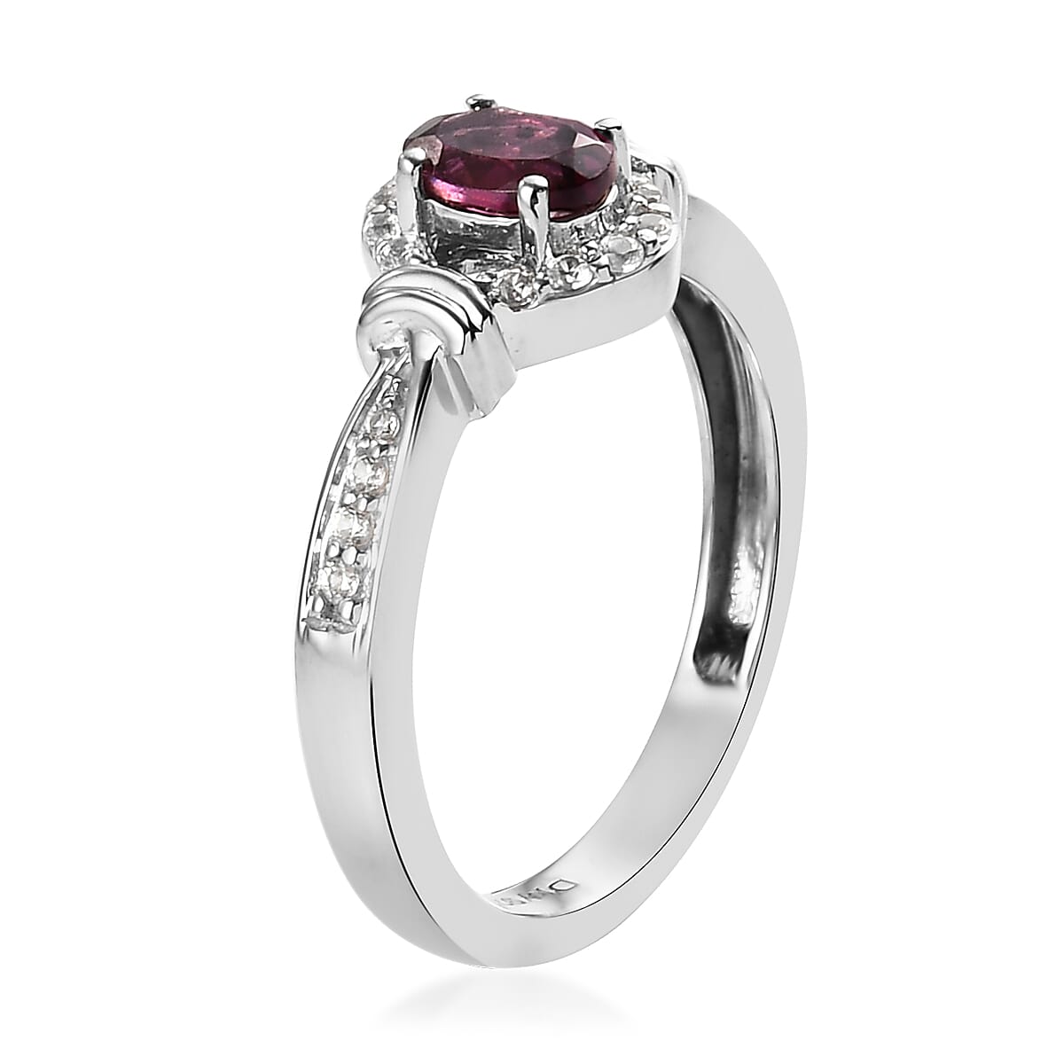 Orissa Rhodolite Garnet and Natural White Zircon Ring (Size 5.0) and Pendant Necklace 20 Inches in Platinum Over Sterling Silver 1.65 ctw image number 3