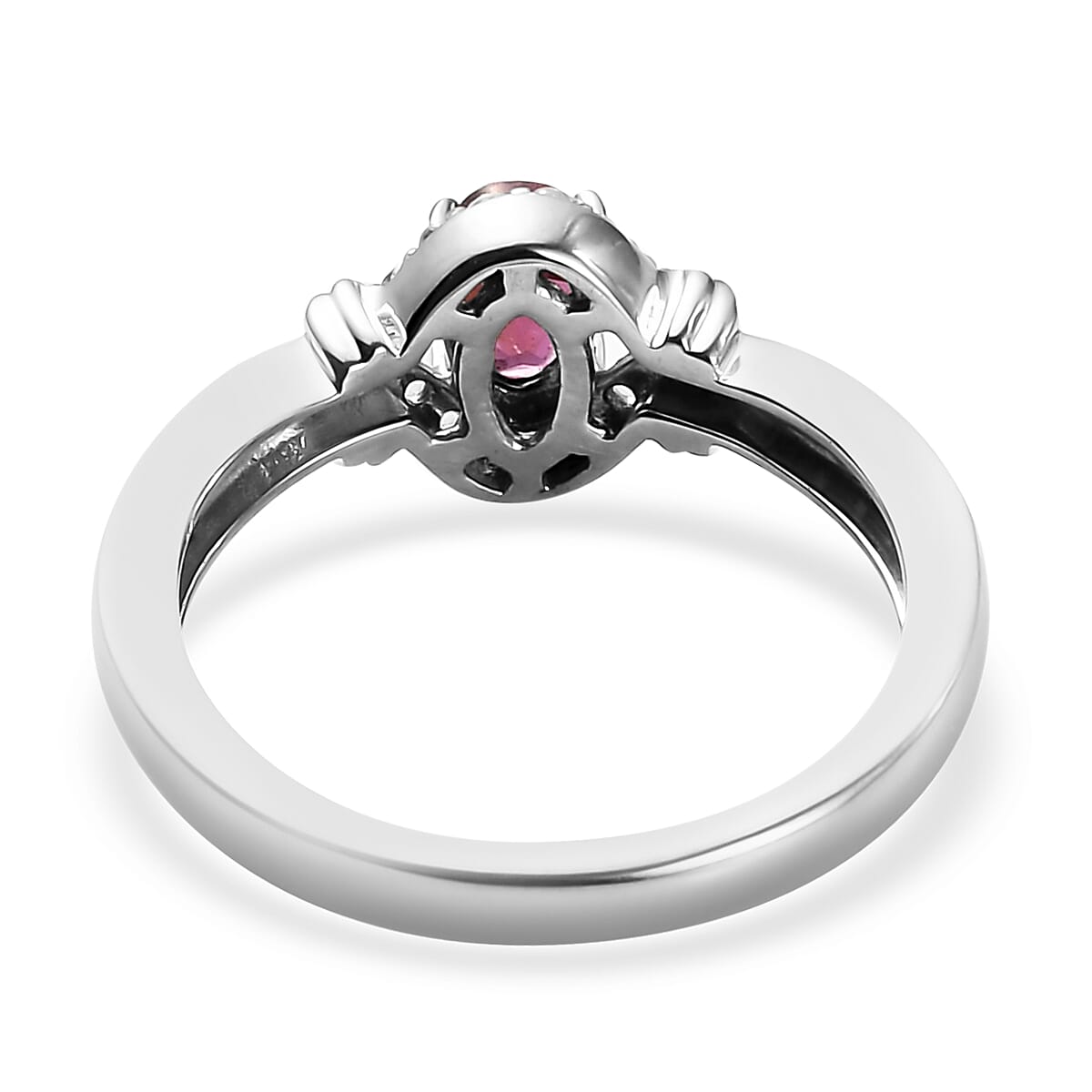 Orissa Rhodolite Garnet and Natural White Zircon Ring (Size 8.0) and Pendant Necklace 20 Inches in Platinum Over Sterling Silver 1.65 ctw image number 4