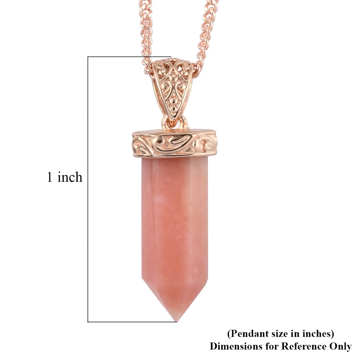 Peruvian Pink Opal Point Pendant Necklace 20 Inches in Vermeil Rose Gold Over Sterling Silver 12.50 ctw image number 5