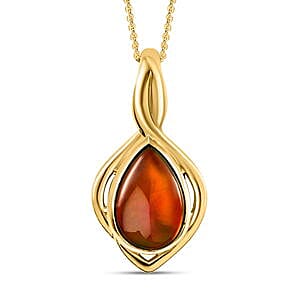 Ammolite Fancy Pendant 2.40 ctw Necklace in Vermeil YG Over Sterling Silver 20 Inches