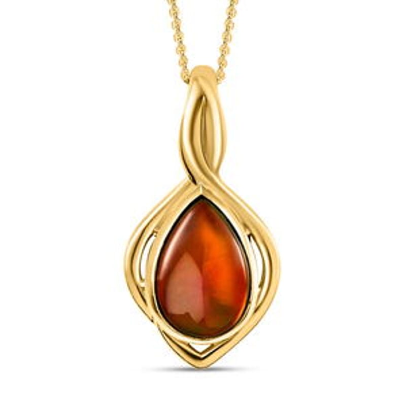 Ammolite Fancy Pendant 2.40 ctw Necklace in Vermeil YG Over Sterling Silver 20 Inches