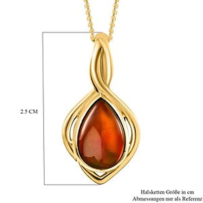 Ammolite Fancy Pendant 2.40 ctw Necklace in Vermeil YG Over Sterling Silver 20 Inches