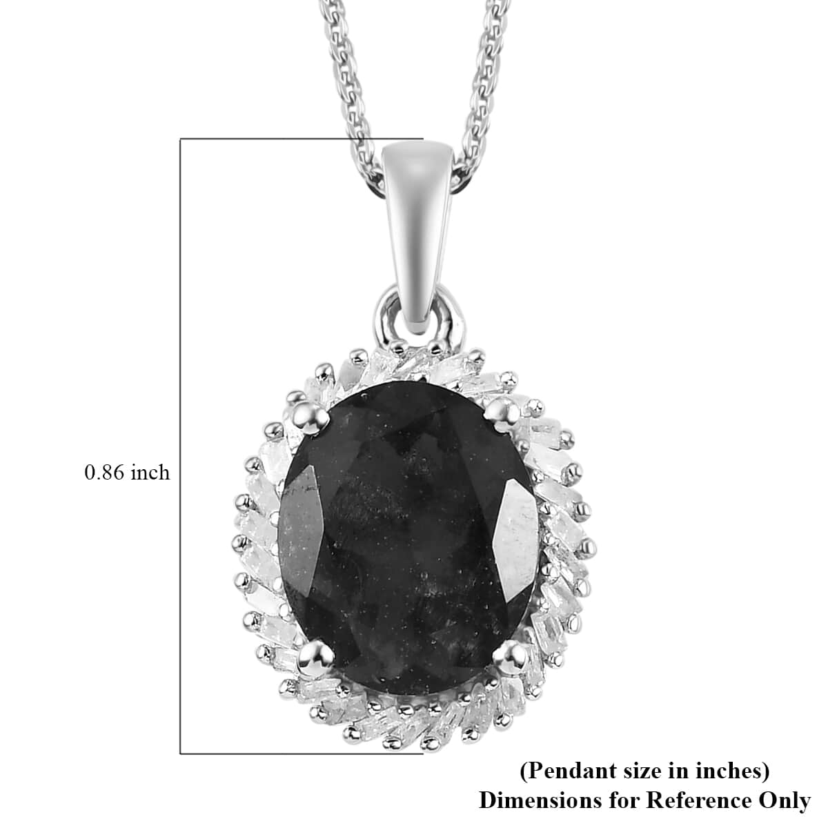 AAA Bohemian Moldavite and Diamond Halo Pendant Necklace 20 Inches in Platinum Over Sterling Silver 3.25 ctw image number 6