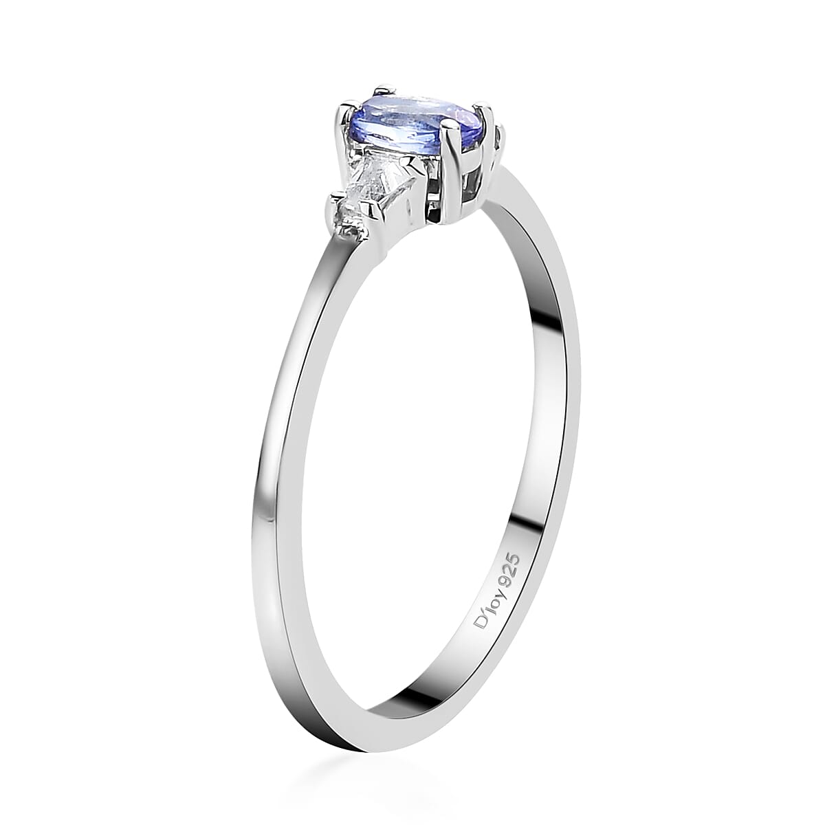 Tanzanite and White Topaz Earrings, Ring (Size 7.0) and Pendant in Platinum Over Sterling Silver 1.15 ctw image number 3