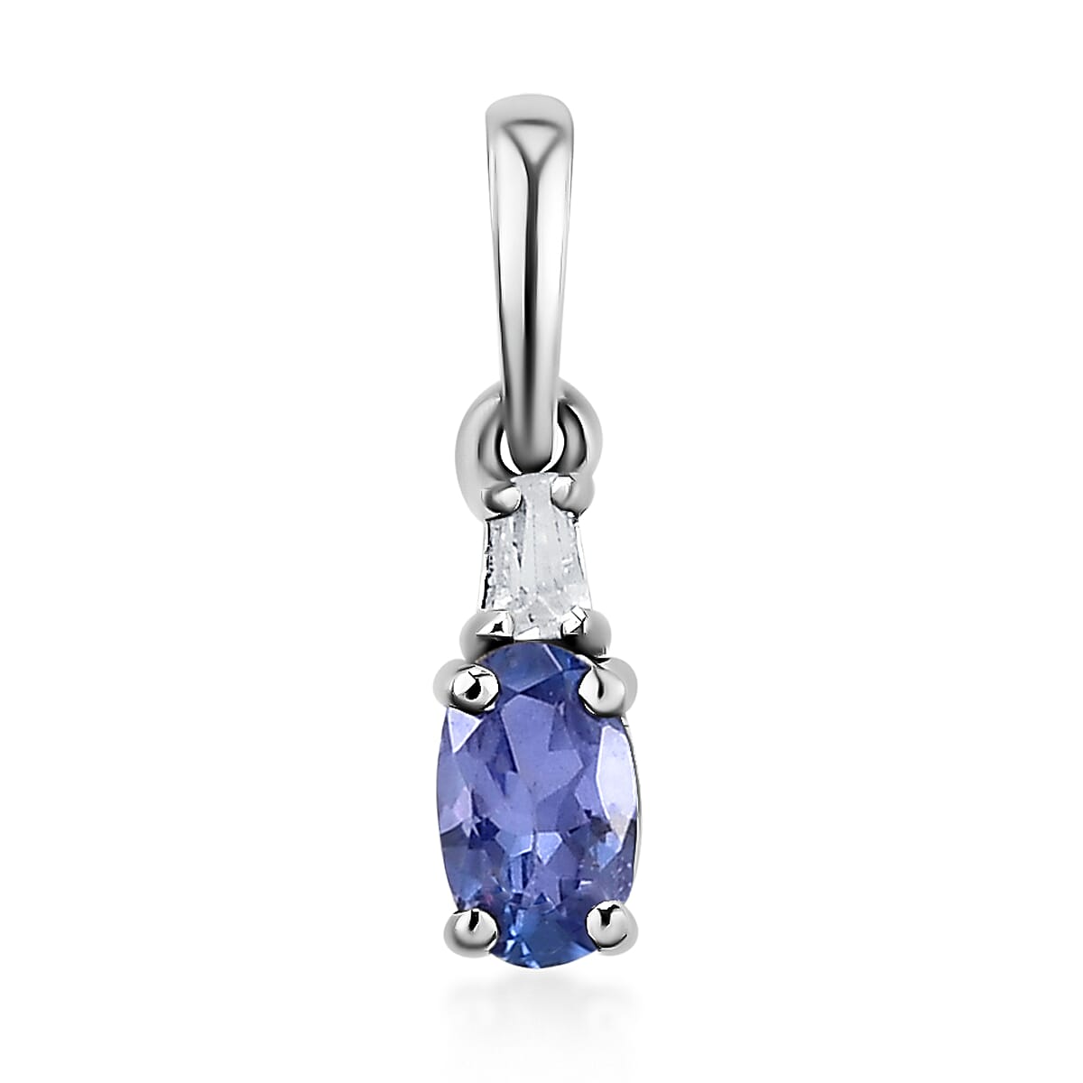 Tanzanite and White Topaz Earrings, Ring (Size 7.0) and Pendant in Platinum Over Sterling Silver 1.15 ctw image number 5
