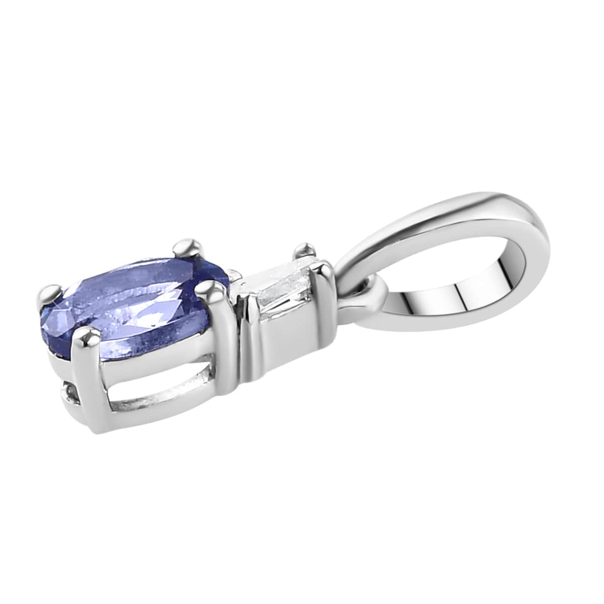 Tanzanite and White Topaz Earrings, Ring (Size 8.0) and Pendant in Platinum Over Sterling Silver 1.15 ctw image number 6