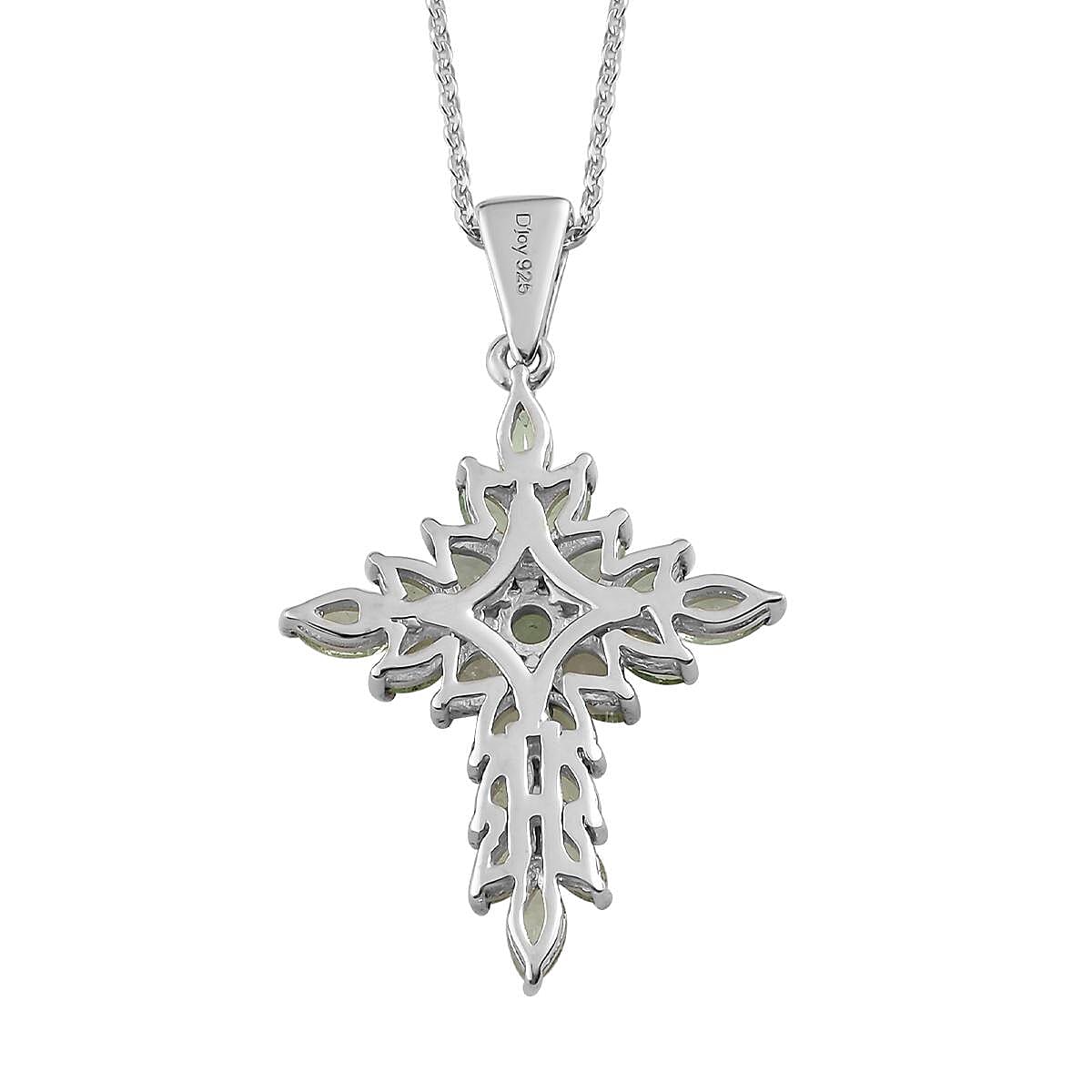Merelani Mint Garnet Cross Pendant Necklace 20 Inches in Platinum Over Sterling Silver 2.50 ctw