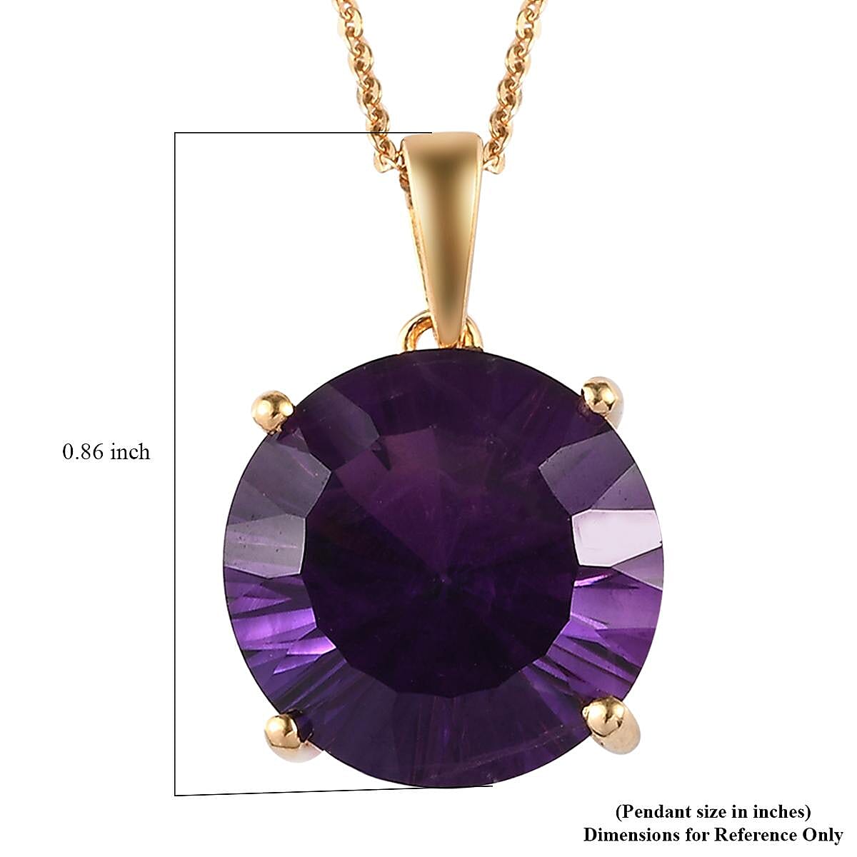 Concave Cut Premium Amethyst Solitaire Pendant Necklace 20 Inches in Vermeil Yellow Gold Over Sterling Silver 9.25 ctw