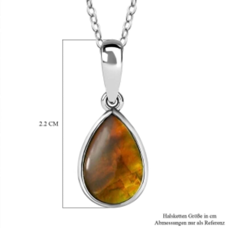Ammolite Pendant 2.40 ctw Necklace in Platinum Over Sterling Silver 20 Inches