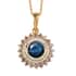 Blue Star Sapphire (DF), White and Brown Zircon Sunburst Pendant Necklace 20 Inches in Vermeil YG Over Sterling Silver 3.00 ctw image number 0
