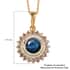Blue Star Sapphire (DF), White and Brown Zircon Sunburst Pendant Necklace 20 Inches in Vermeil YG Over Sterling Silver 3.00 ctw image number 6