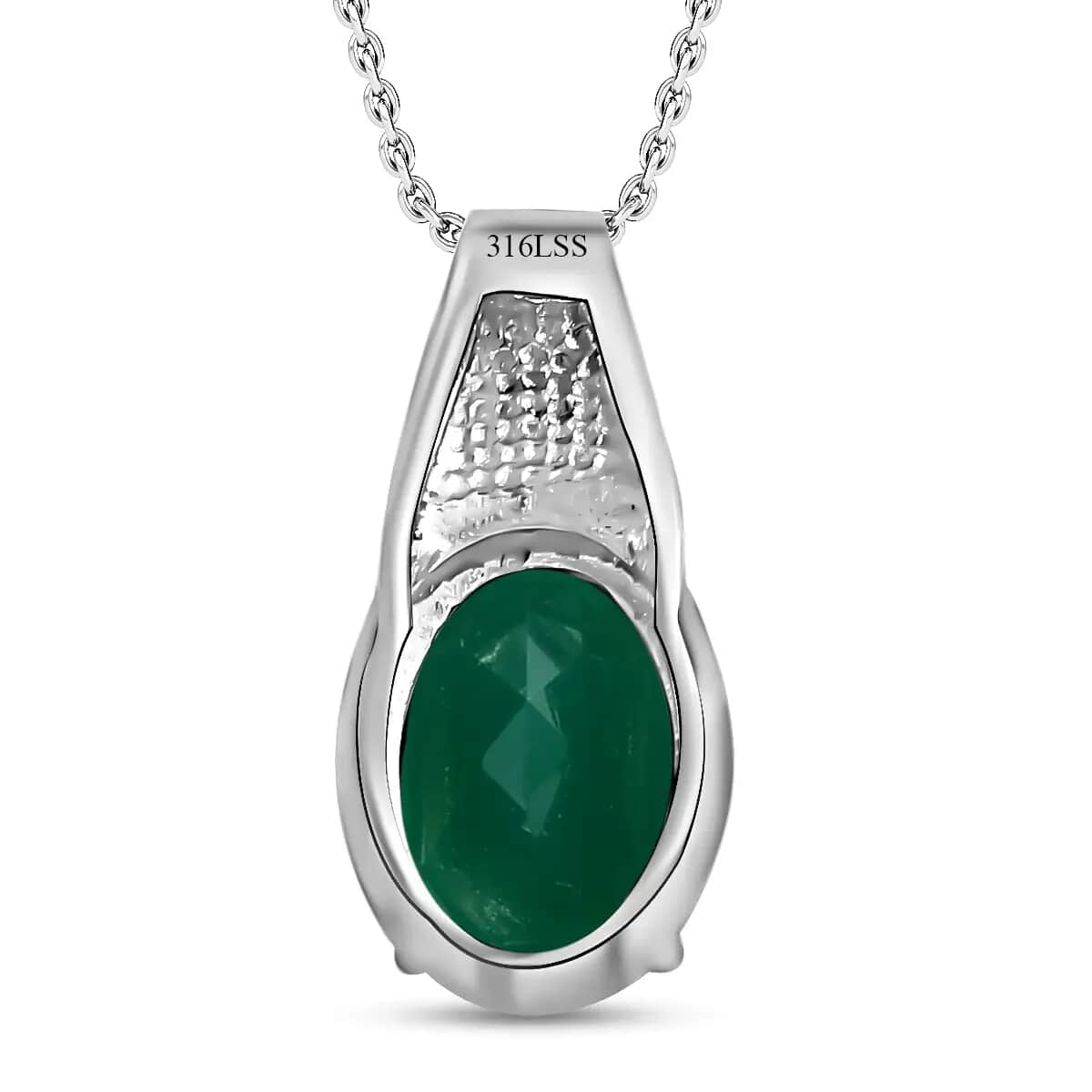 Doorbuster Green Onyx Solitaire Ring Stud Earrings and Solitaire Pendant Necklace 20 Inches in Stainless Steel 10.60 ctw image number 5
