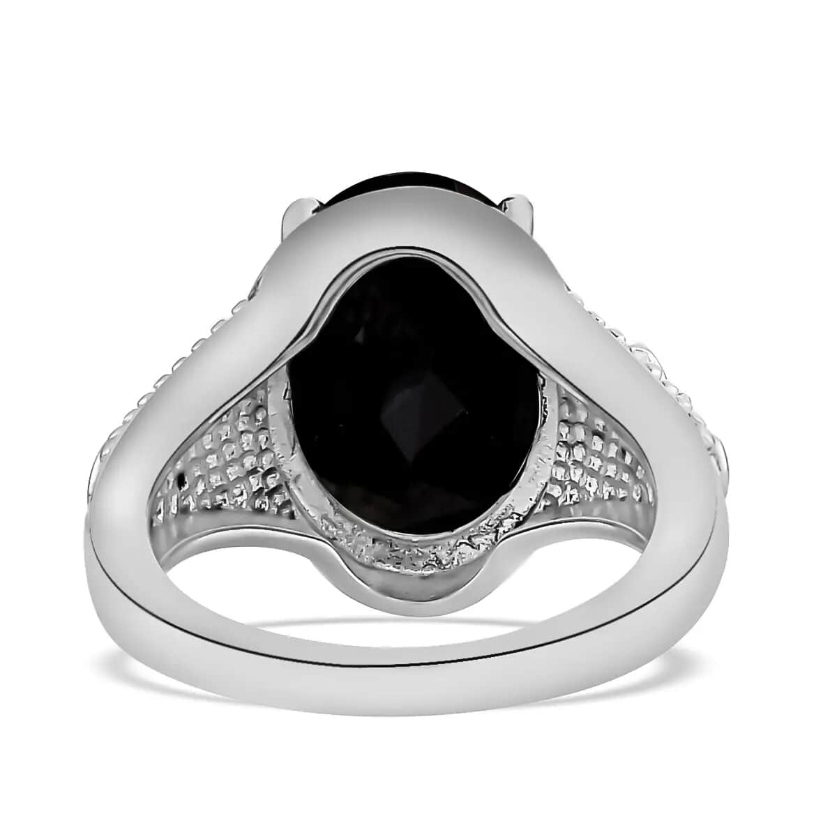 Black Onyx Solitaire Ring (Size 6.0), Stud Earrings and Solitaire Pendant Necklace (20 Inches) in Stainless Steel 10.60 ctw, Tarnish-Free, Waterproof, Sweat Proof Jewelry image number 3