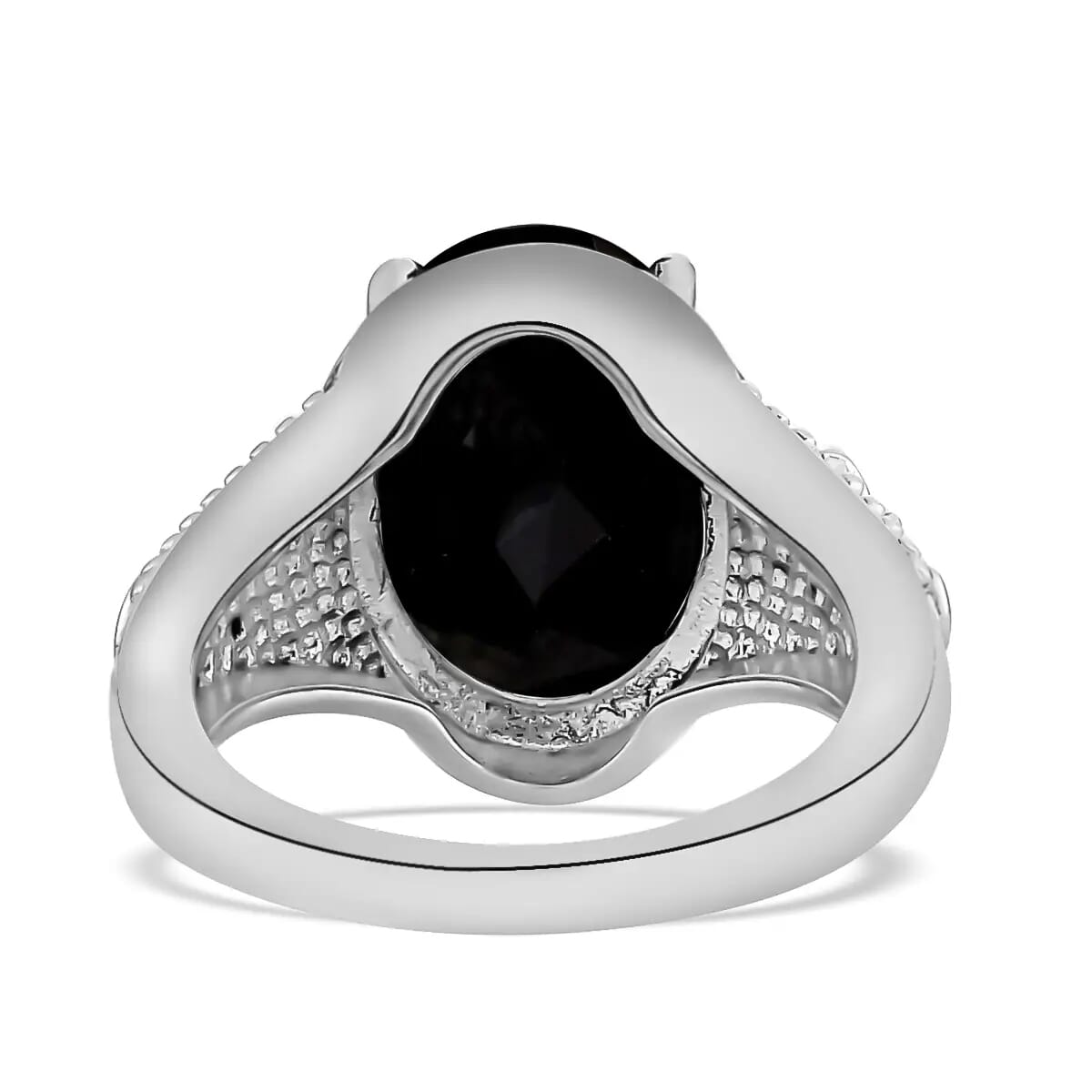 Black Onyx 10.60 ctw Solitaire Ring (Size 7.0), Stud Earrings and Solitaire Pendant Necklace 20 Inches in Stainless Steel  image number 3
